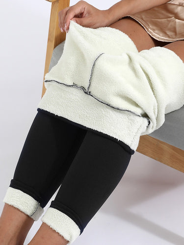 Black Leggings Compression Thick Lamb Wool Pants Cold Resistant Pants